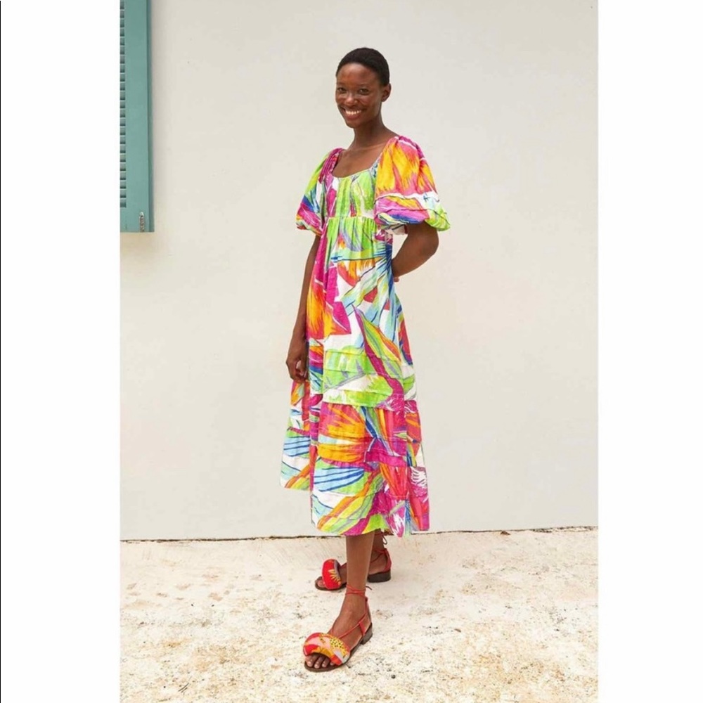 Farm Rio Rainbow Open Back Midi Dress Size S